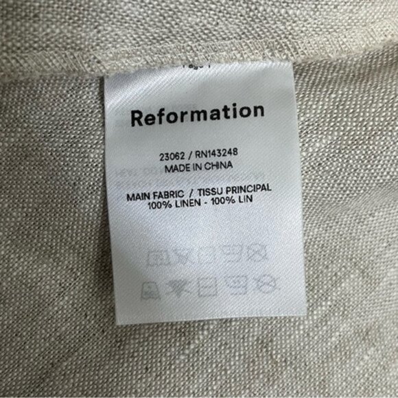 Reformation Joyce Linen Dress in Oatmeal Women Size 2 - Picture 7 of 10